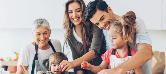 family in the kitchen